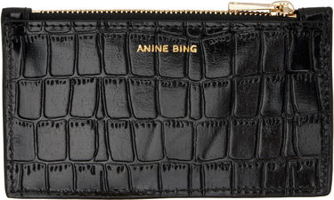 Peňaženka Anine Bing Anine Bing Lucy Croc-Embossed Card Holder Čierna | A-12-10839-BLK1, 0