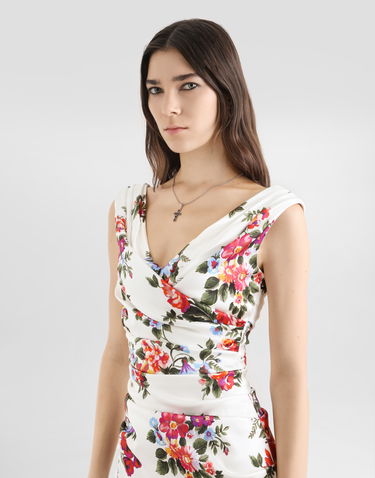 Šaty Dolce & Gabbana Dolce & Gabbana Flower Bouquet-print Satin Dress Rôznofarebný | F612RTFSICEHA5ZO, 3