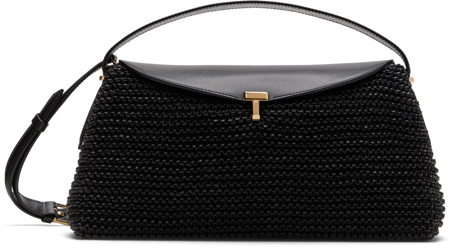 Taška cez rameno TOTEME TOTEME T-Lock Woven-Leather Shoulder Bag Čierna | 252-WAL961-LE0134, 0