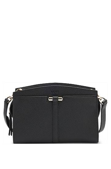 Kabelka BOSS Grained Leather Crossbody Bag with Hardware Trims Čierna | 50542067, 0