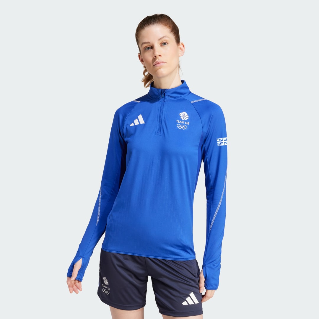 Bunda adidas Performance Team GB Training 1/4 Zip Top Modrá | IU0750, 0
