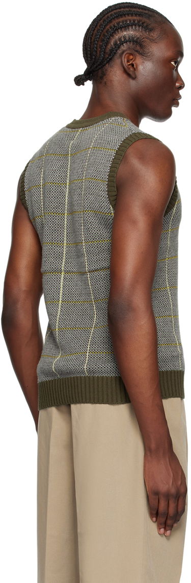 Vesta BEAMS BEAMS PLUS Plaid Knit Vest Zelené | 3805-0038-103, 2