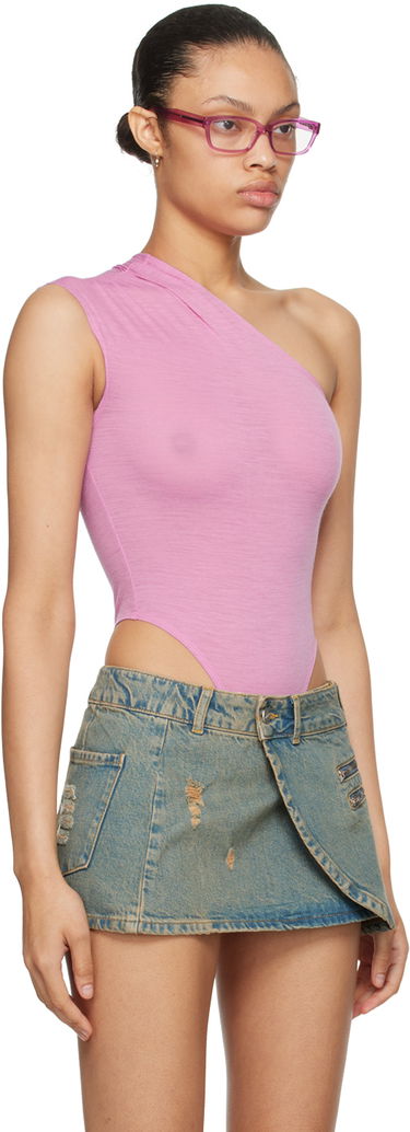 Tielko Miaou Miaou One Shoulder Bodysuit Ružová | 6005WOSVLT, 1