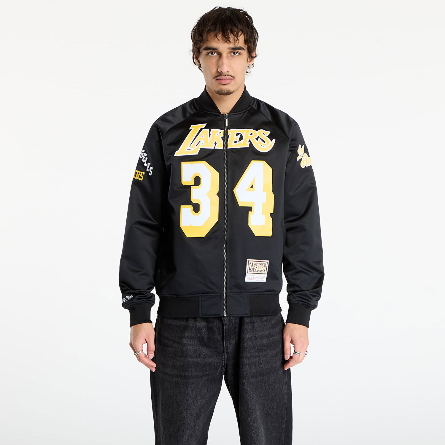 Bomber bunda Mitchell & Ness NBA Maxxed Out Lakers Shaquille O'Neal 34 Satin Jacket Čierna | JK11279-LALBLCK, 0