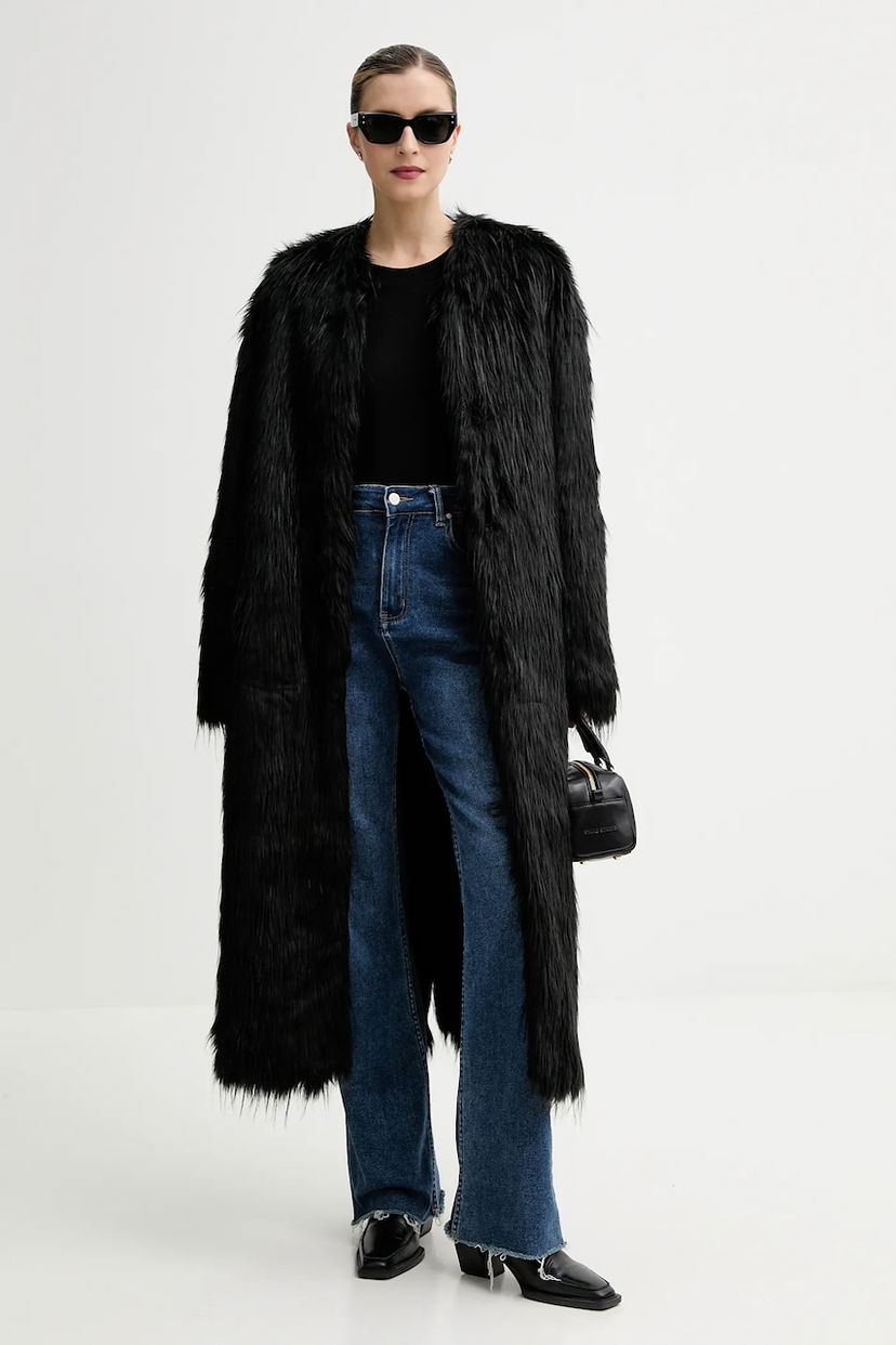Kabáty STAND STUDIO Carolina Long Faux Fur Coat Čierna | 66577.9414