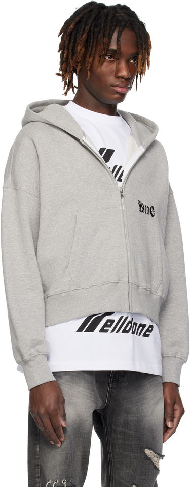 Mikina We11done We11done Logo Zip-Up Cropped Hoodie Šedá | WD-TJ0-25-815-U-MG, 1