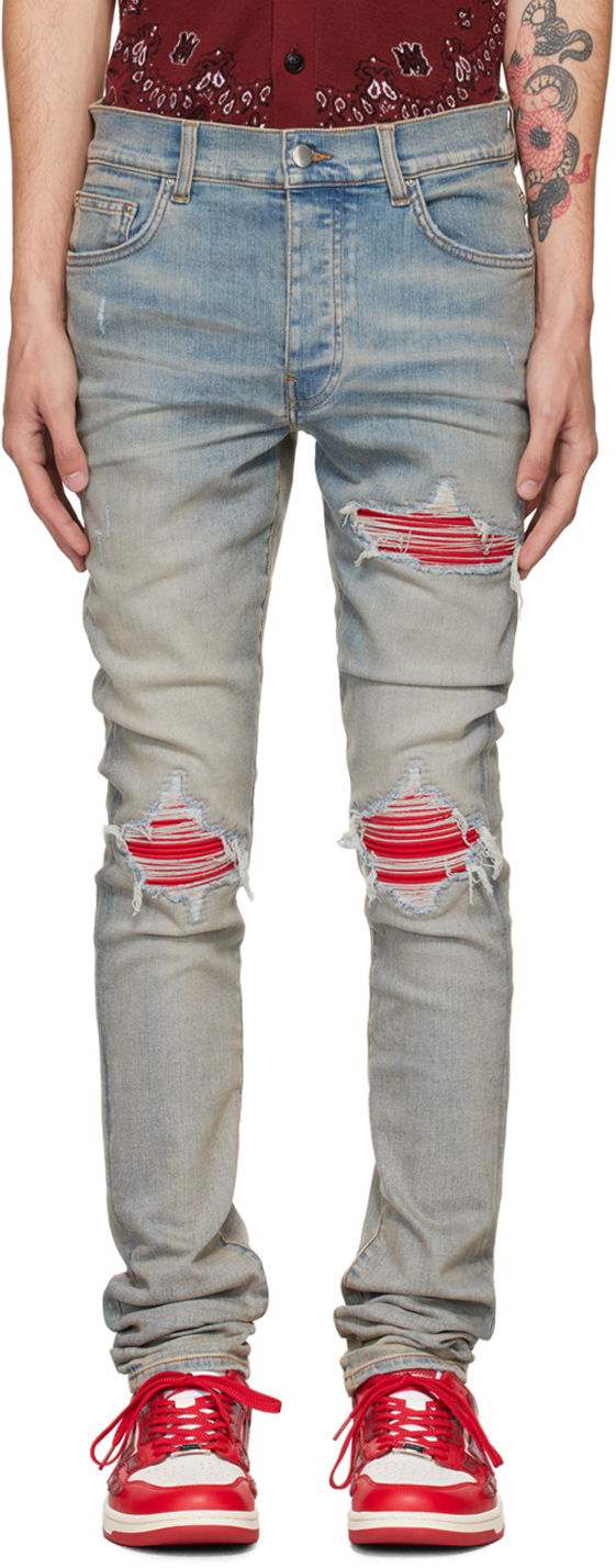 Džínsy AMIRI Distressed Slim Jeans Modrá | AMDNSY1056, 0