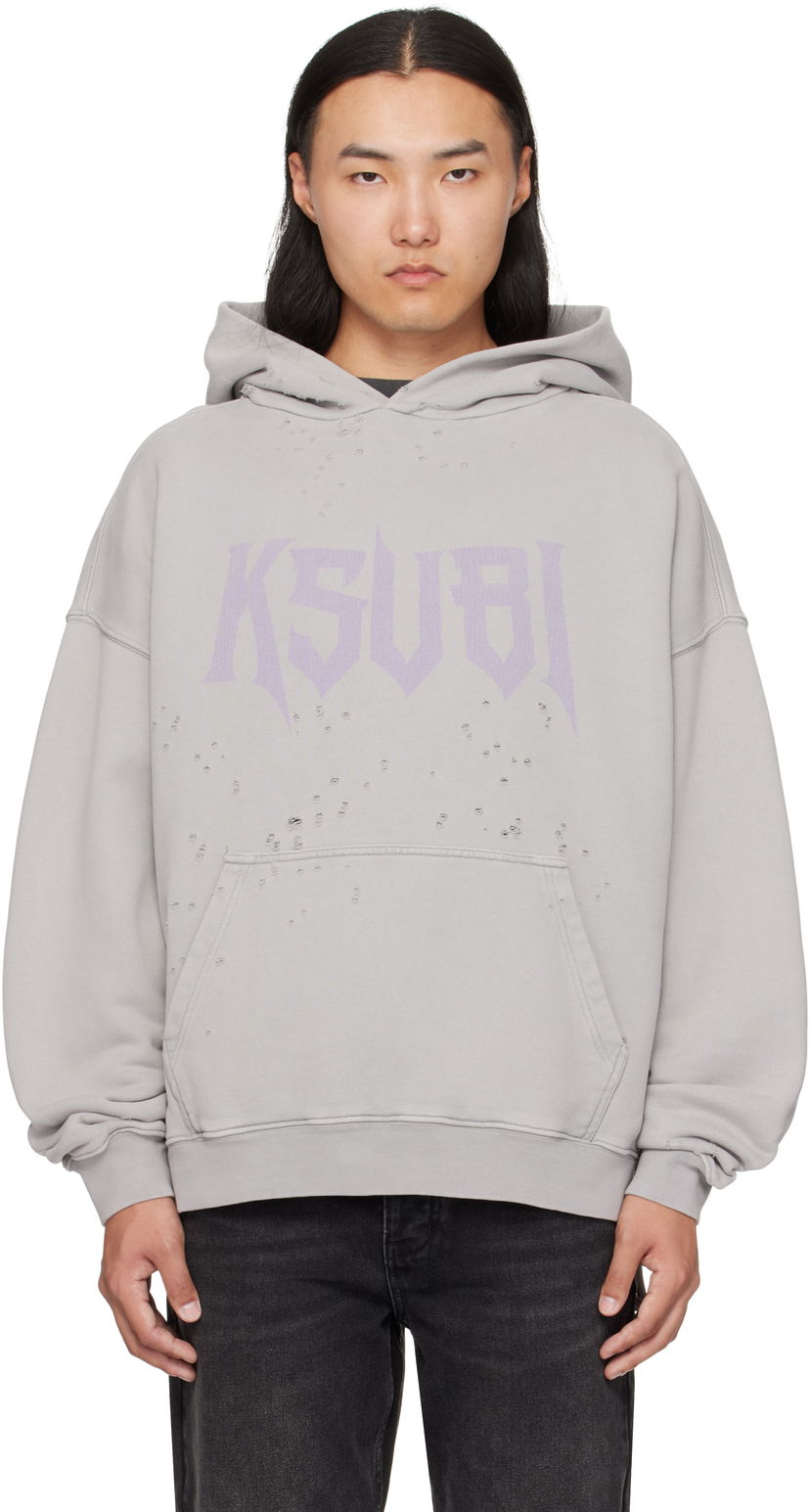 Mikina Ksubi Blasted Hoodie Šedá | MFA25FL005
