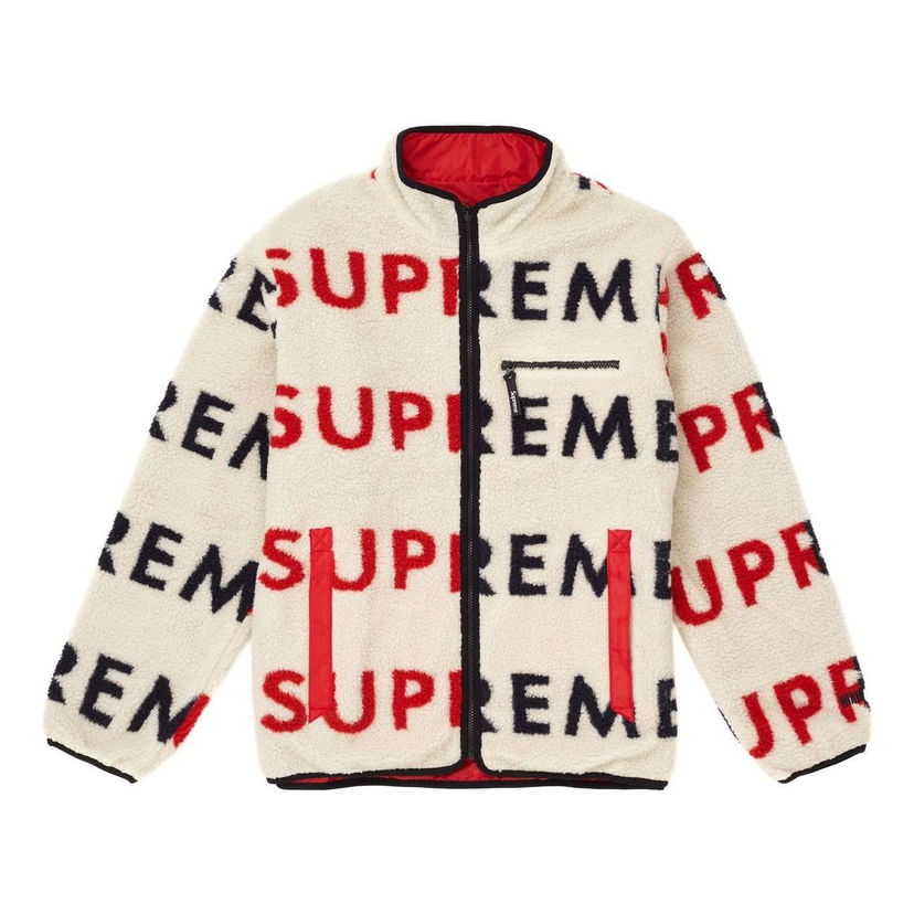 Sveter Supreme Reversible Logo Fleece Jacket Béžová | SUP-FW18-514