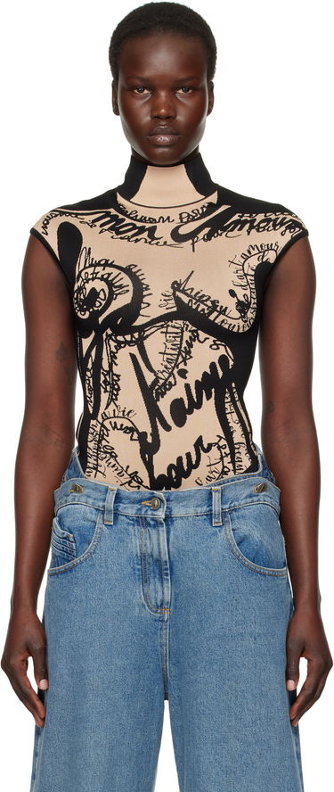 Body Balmain Balmain Jacquard Knit Torso Bodysuit Béžová | EF1BC025KH95, 0