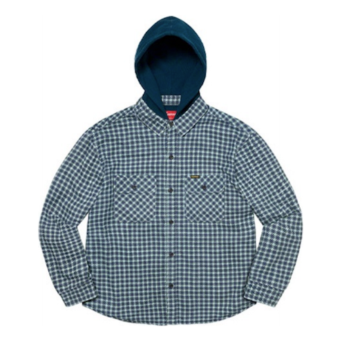 Košeľa Supreme Houndstooth Flannel Hooded Shirt Modrá | SUP-FW22-725