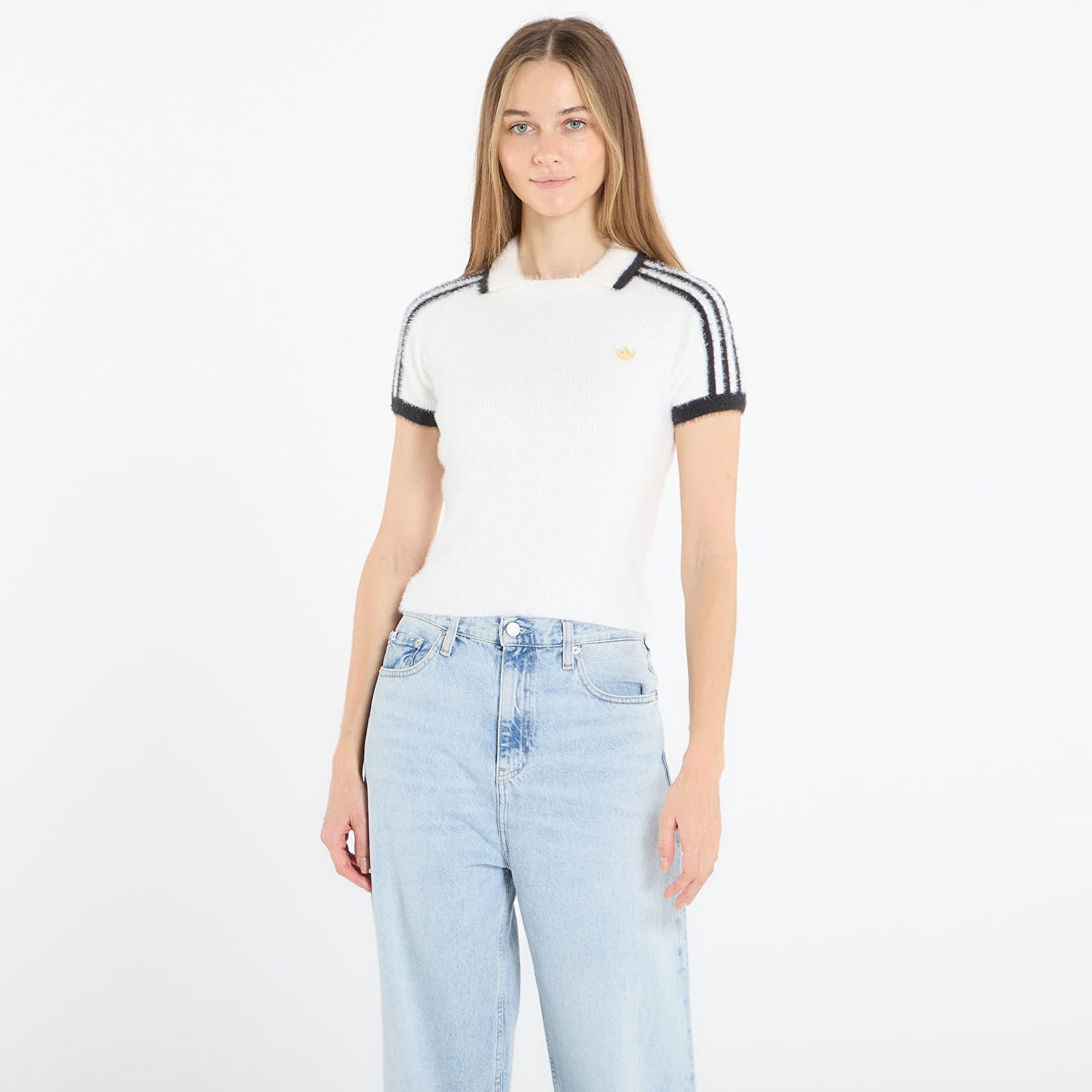 Polo tričko adidas Originals Fluffy Knit Cali Short Sleeve Polo Top Biela | KE1301, 0