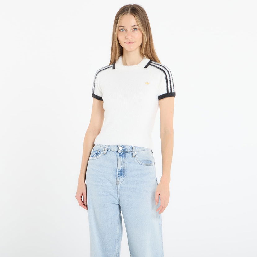 Polo tričko adidas Originals Fluffy Knit Cali Short Sleeve Polo Top Biela | KE1301