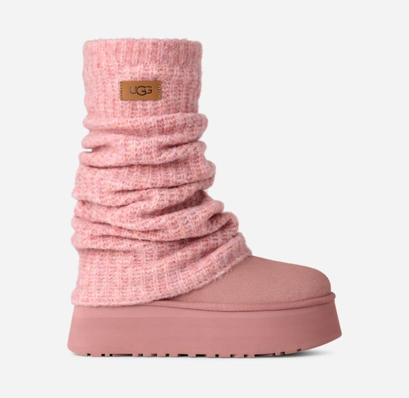 Tenisky a topánky UGG Classic Mini Dipper Knitted Legwarmer Boot Ružová | 1178990-PDW
