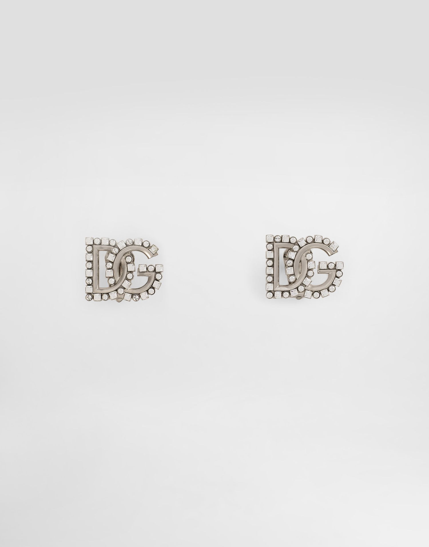 Náušnice Dolce & Gabbana Silver Metal Earrings With Rhinestone Logo Metalická | WER2L4W111187655, 0