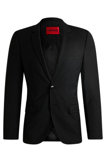 Bunda BOSS HUGO Extra-Slim Fit Stretch Wool Blend Jacket Čierna | 50446523, 0