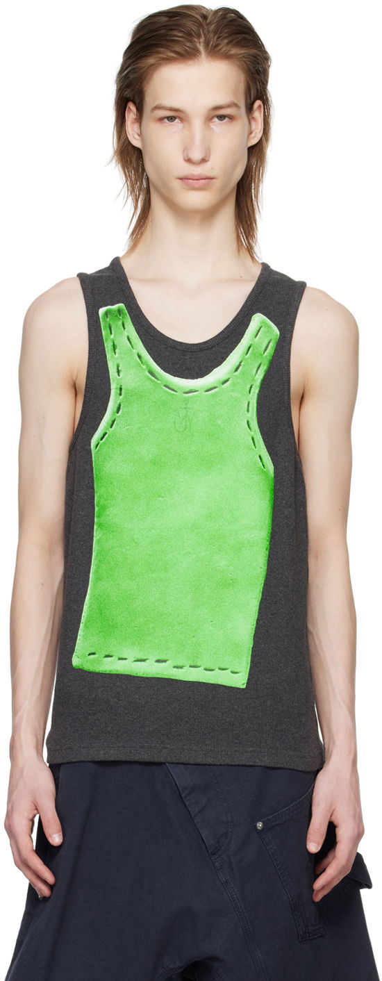 Tielko JW Anderson Gray Trompe L'Oeil Tank Top Zelené | JO0213-PG1552, 0