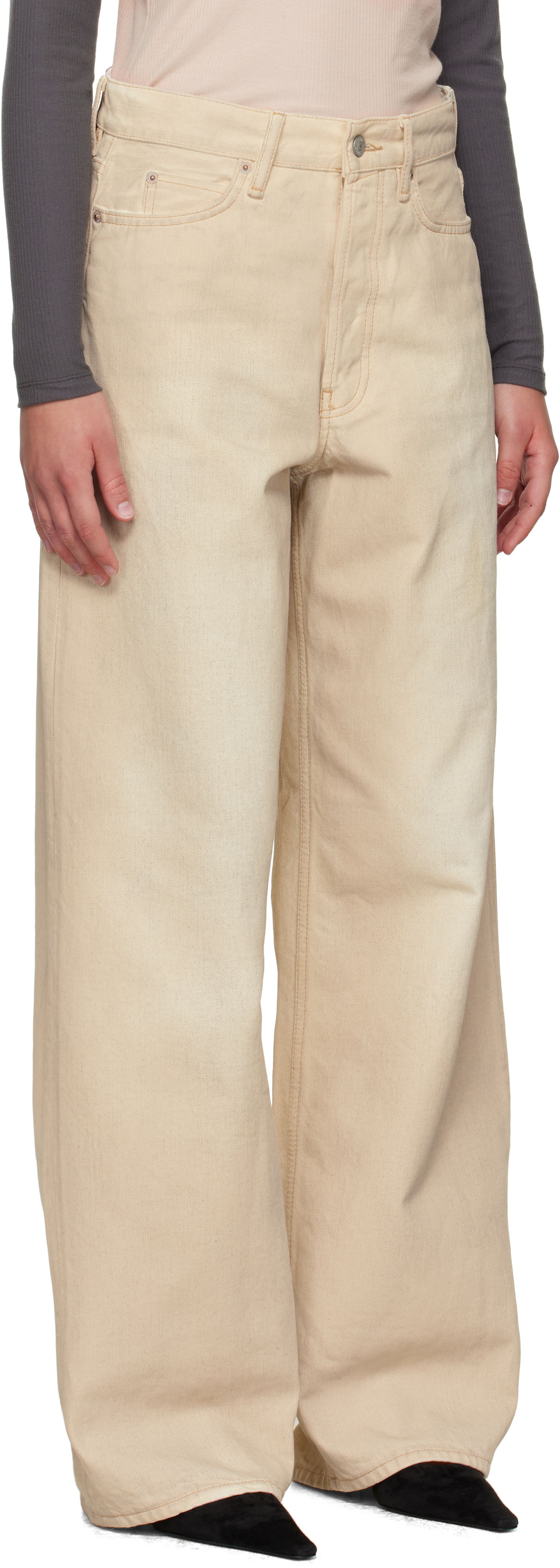 Džínsy Acne Studios Acne Studios 1981 Loose Fit Jeans Béžová | C00084-, 1