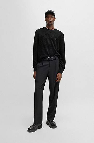 Sveter BOSS Regular-Fit Spiderweb Sweater Čierna | 50532075, 1