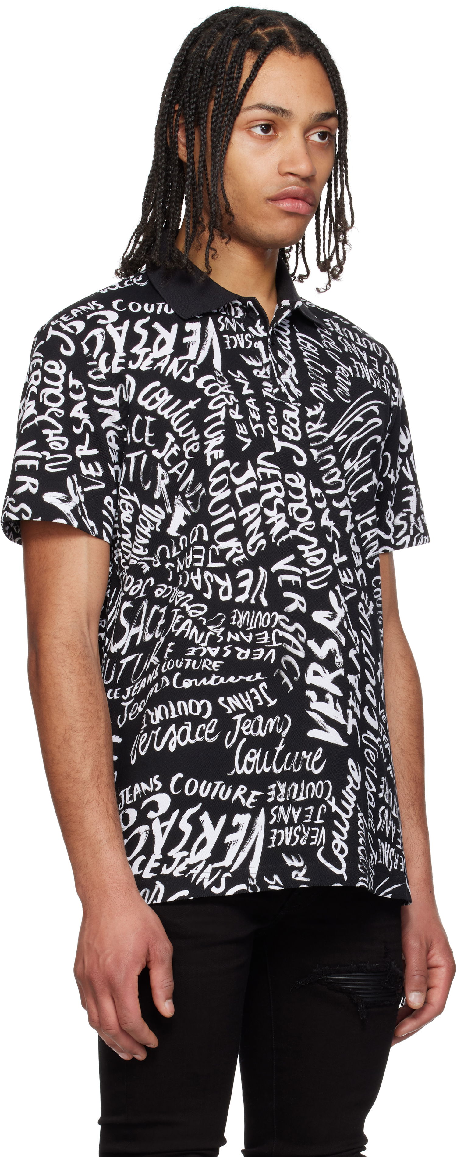 Polo tričko Versace Versace Jeans Couture Logo Pattern Polo Čierna | E78GAG6R0_EJS459, 1