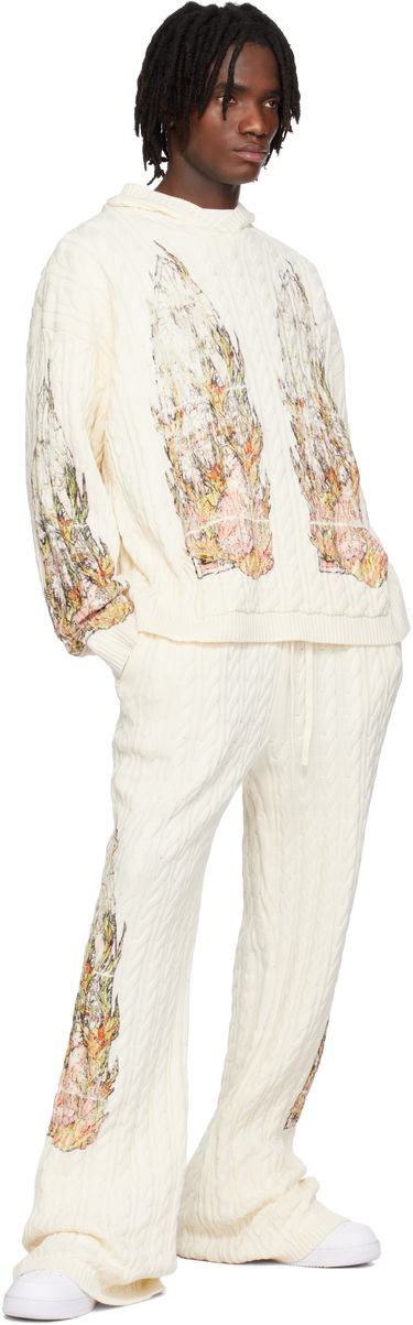 Sveter Who Decides War Who Decides War Flame Glass Cable Knit Hoodie Biela | 1110200019SS25, 3
