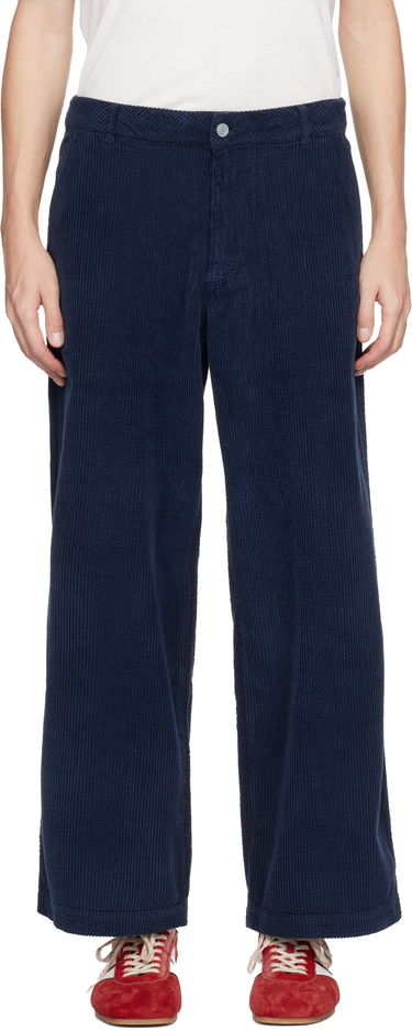 Nohavice ERL ERL Wide-Leg Corduroy Trousers Navy | ERL11P019, 0