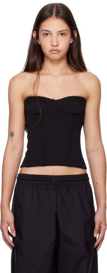 Tielko WARDROBE.NYC WARDROBE.NYC Semi Matte Bustier Tank Top Čierna | W1101F24MJ, 0