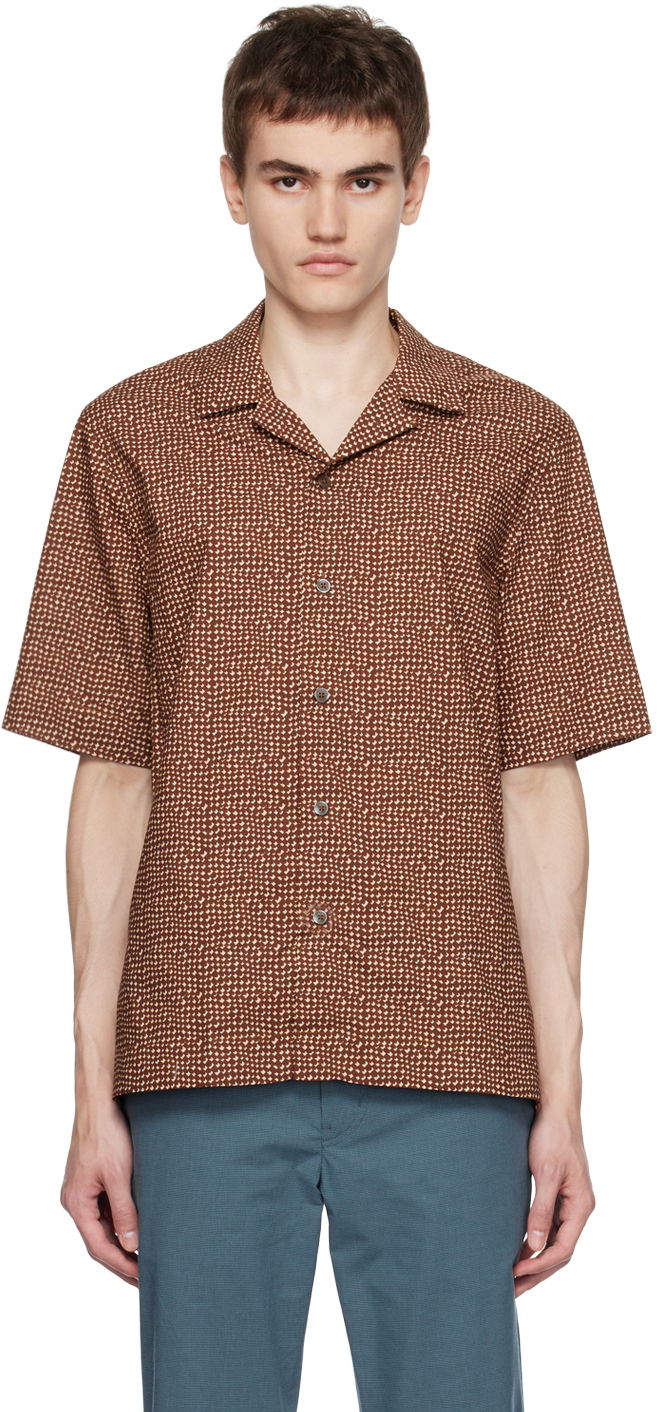 Košeľa Paul Smith Paul Smith Mini Tile Short Sleeve Button-Up Shirt Hnedá | M1R-905U-L02054