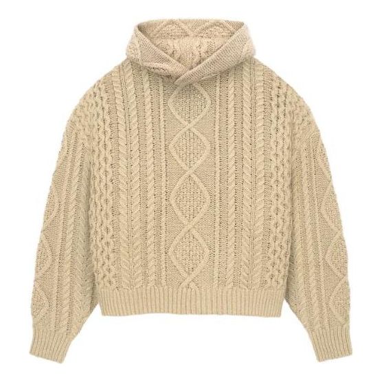 Sveter Fear of God Essentials Cable Knit Hoodie Béžová | 192BT234393F