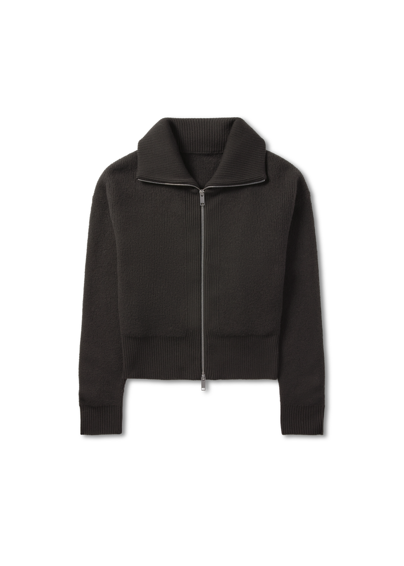 Sveter AXEL ARIGATO Verve Ribbed Collar Cropped Zip-Up Cardigan Čierna | A3703002