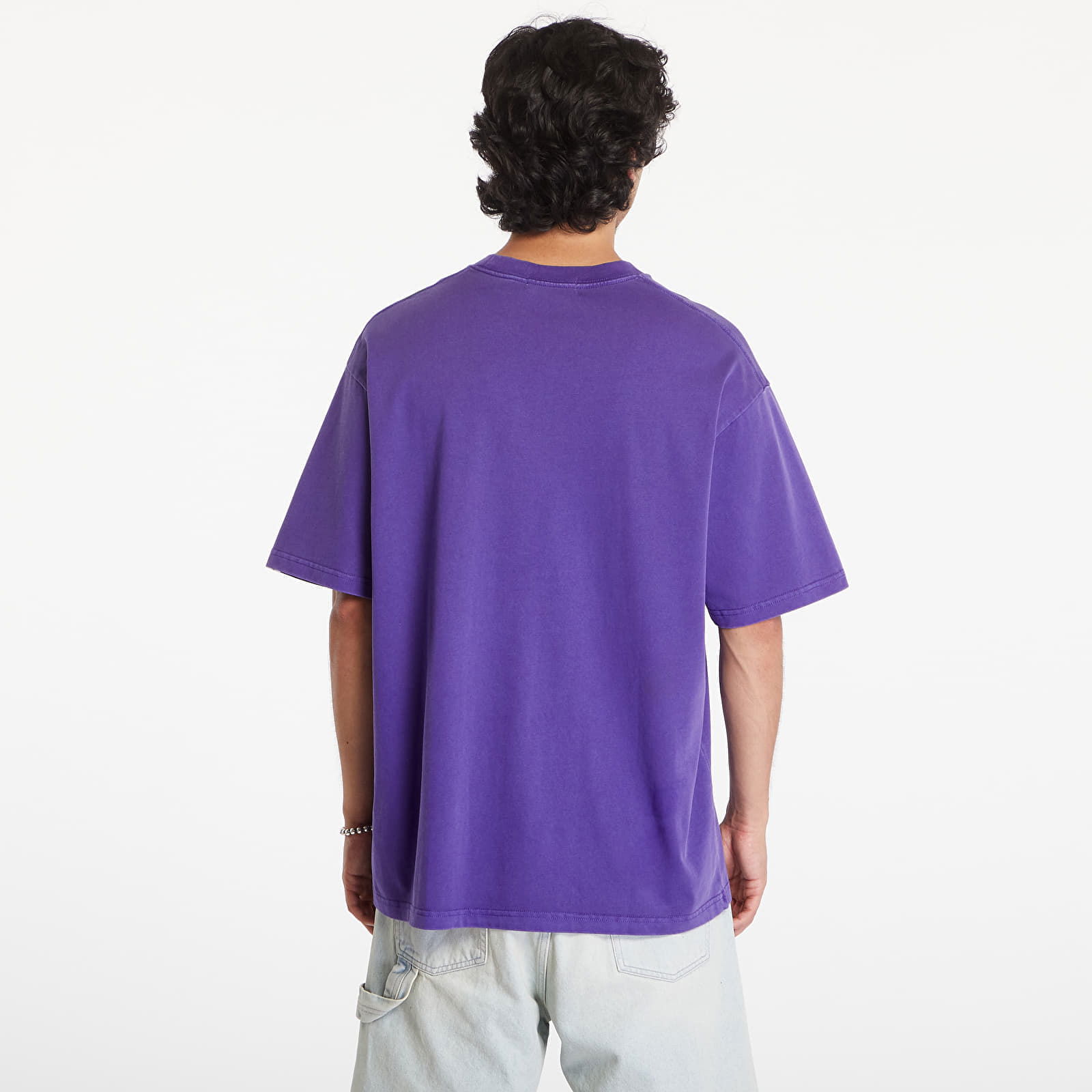 A BATHING APE Garment Dye Rhinestone Logo Relaxed Fit Short Sleeve Tee Purple