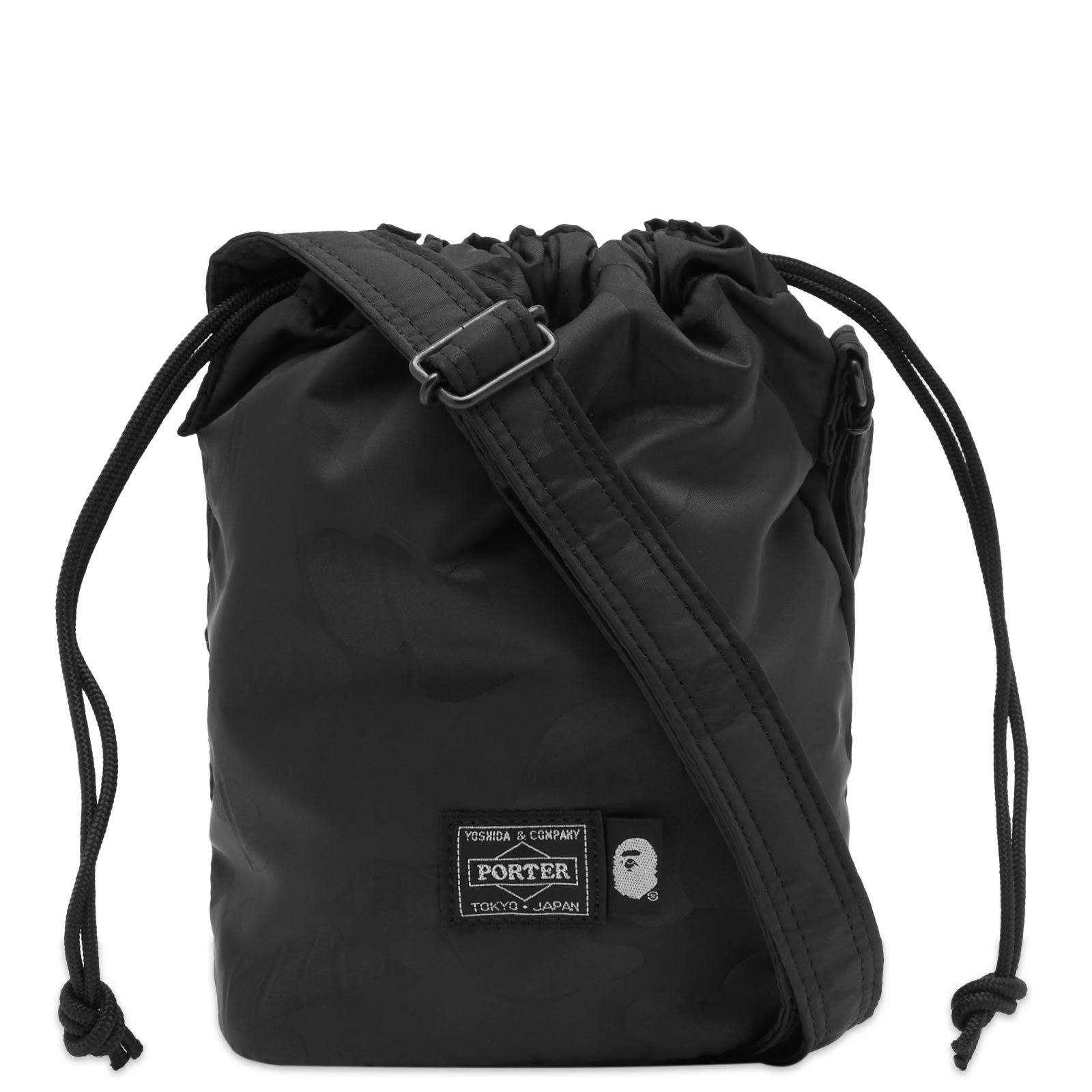 Porter Solid Camo Drawstring Bag Black