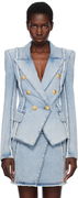 Balmain 6-Button Tailored Denim Blazer