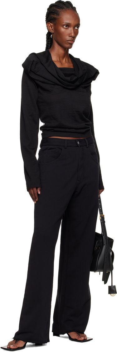 Tričko Maison Margiela MM6 Maison Margiela Wool Jersey Cowl Neck Long Sleeve Top Čierna | S52NH0031 M20124, 3