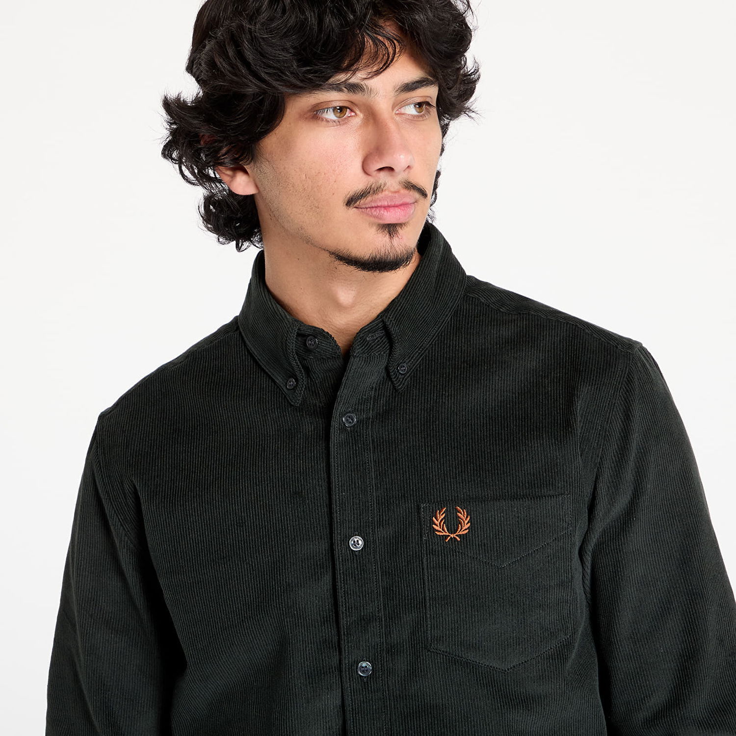 Košeľa Fred Perry Corduroy Shirt Long Sleeve Zelené | M8726 Q20, 1