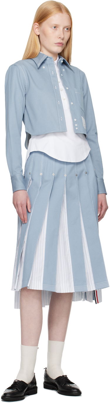 Sukňa Thom Browne Thom Browne Pleated Denim Midi Skirt Modrá | FGC441U-F0950, 3