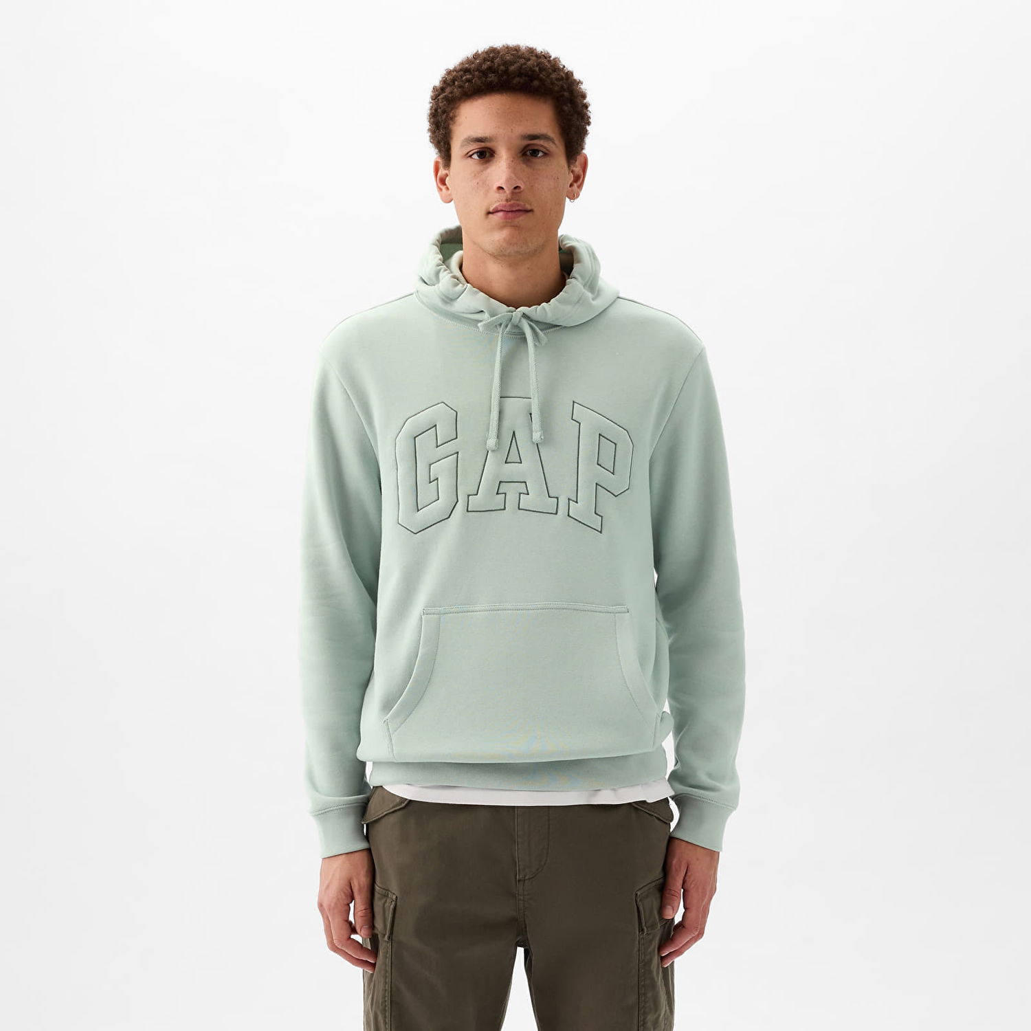 Mikina GAP Pullover Puff Logo Hoodie Frothy Aqua Modrá | 890126-02, 0