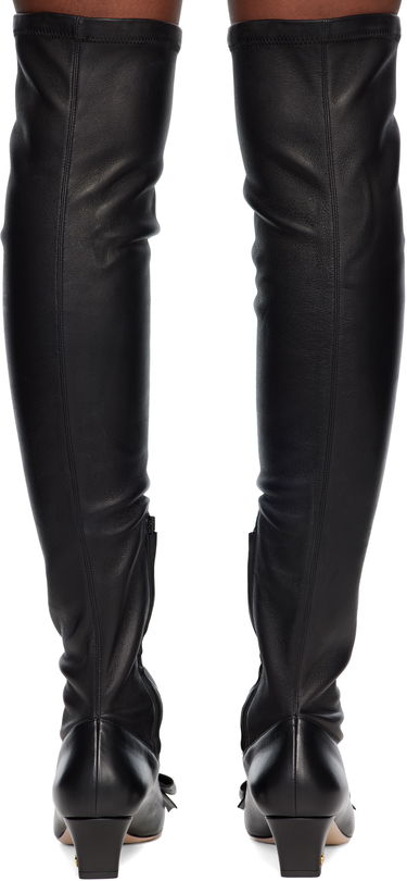 Tenisky a topánky Valentino Garavani Leather Over-The-Knee Bow-Detail Boots Čierna | 7W2S0MB2TNN, 1