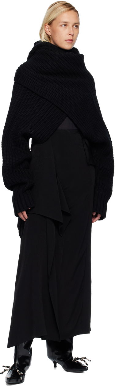 Sveter sacai Oversized Wool Knit Crossover Turtleneck Čierna | 25-08201, 3