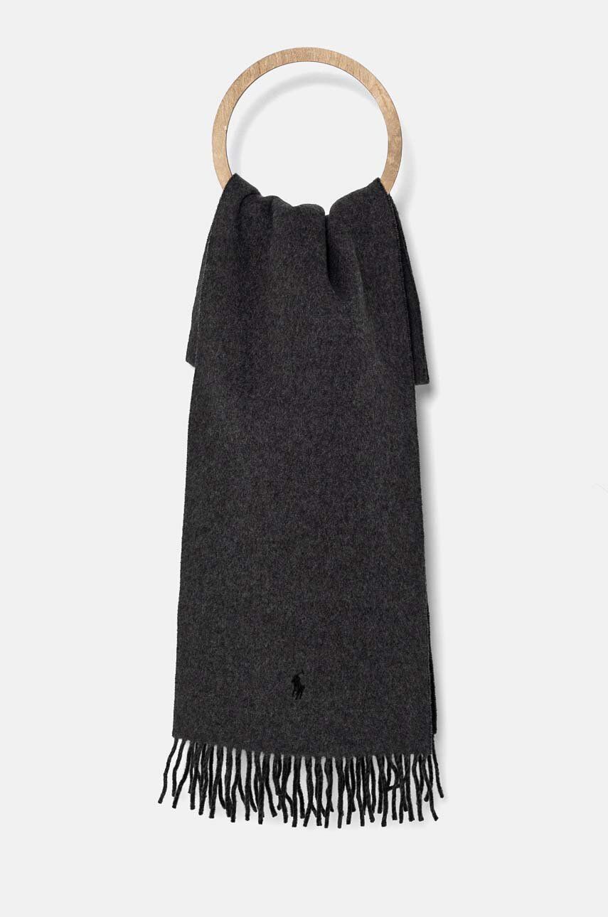 Šál Polo by Ralph Lauren Wool Scarf With Tassels Šedá | 455954371, 0