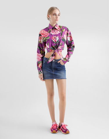 Košeľa Dolce & Gabbana Dolce & Gabbana Rose Print Tie-Front Cropped Shirt Fialová | F5R73THS5TDHP5IG, 1