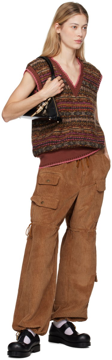 Cargo nohavice Anna Sui Corduroy Drawstring Cargo Trousers Hnedá | 624V40, 3