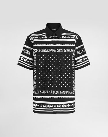 Košeľa Dolce & Gabbana Dolce & Gabbana Bandanna-Print Cotton Shirt Čierna | G5LG9TFI5KQHN9QA, 0
