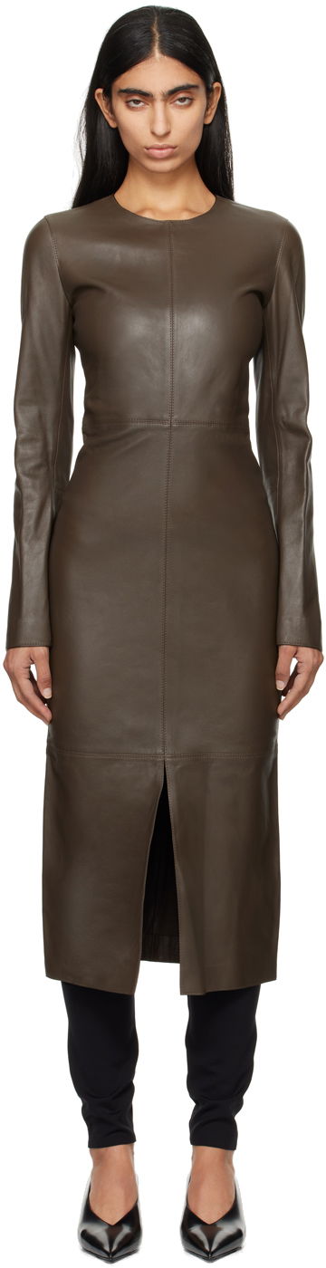 Šaty TOTEME TOTEME Paneled Midi Dress Hnedá | 244-WRD0148-LE0055, 0