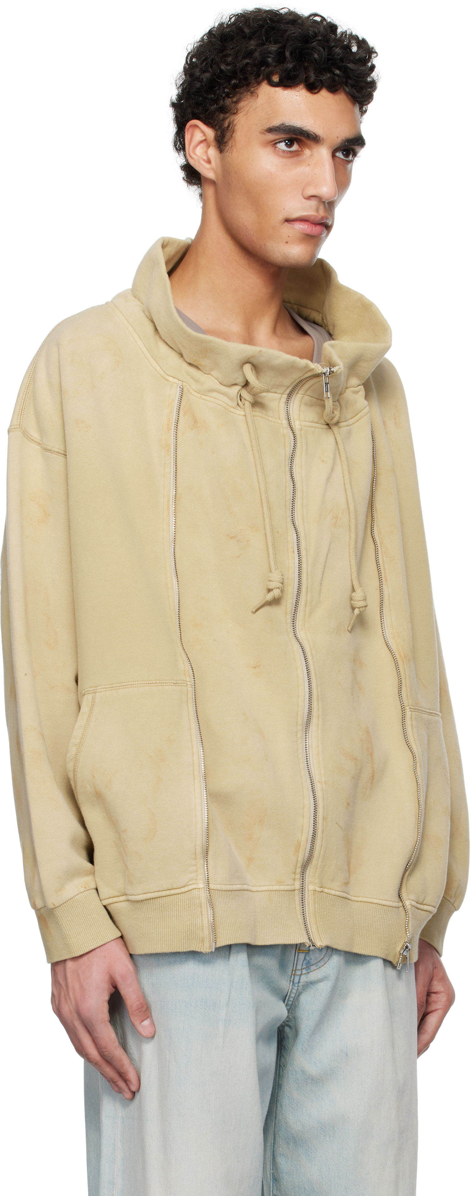 Mikina R13 R13 Paperbag Zip-Up Sweatshirt Béžová | R13WK347-001BF, 1