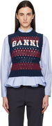 GANNI Cotton Mixed Stripe Vest