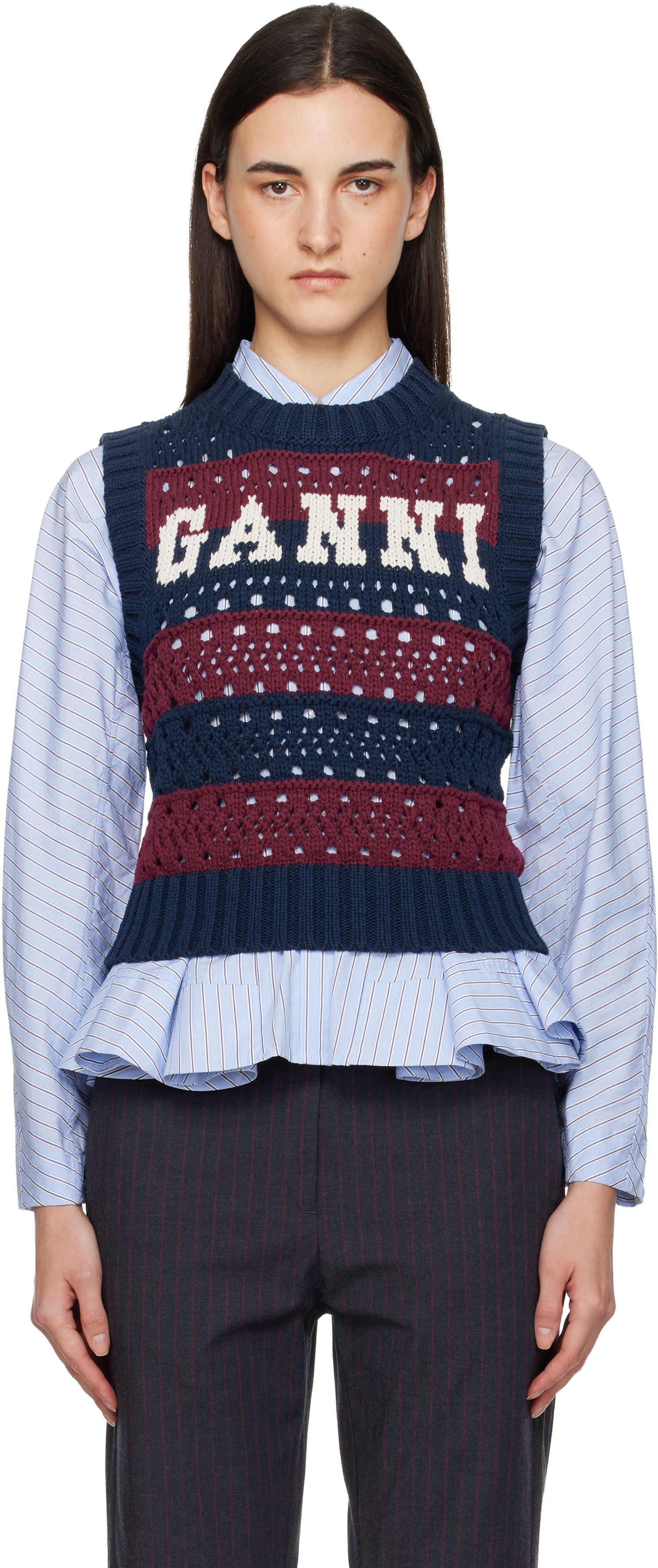 Vesta GANNI GANNI Cotton Mixed Stripe Vest Rôznofarebný | K2568, 0