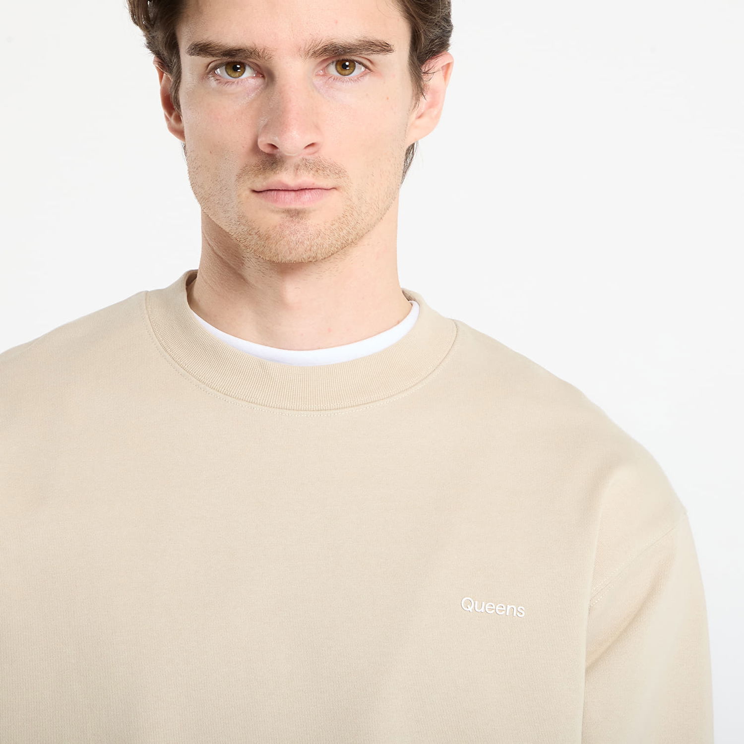 Mikina Queens Queens Essential Crewneck Sweatshirt Béžová | QNS_121, 1