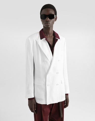 Bunda Dolce & Gabbana Dolce & Gabbana Double-breasted Linen Jacket Biela | G2QS7TFU4MCW0800, 3