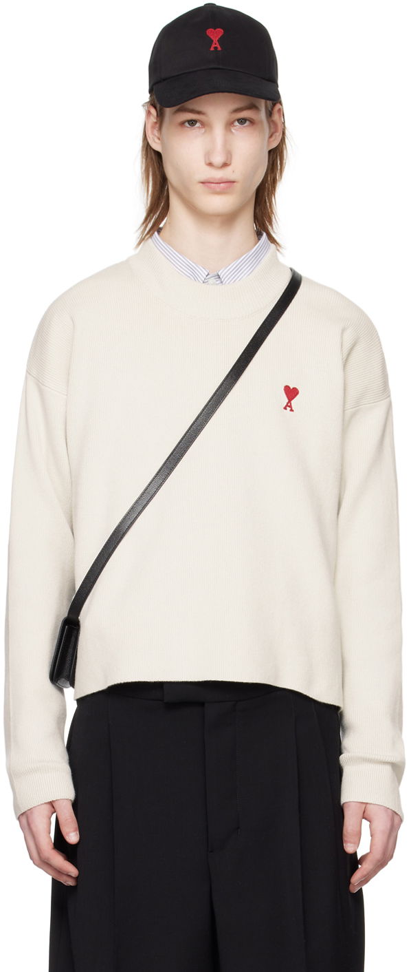 Sveter AMI Paris de Cœur Sweater Biela | UKS046.KN0042